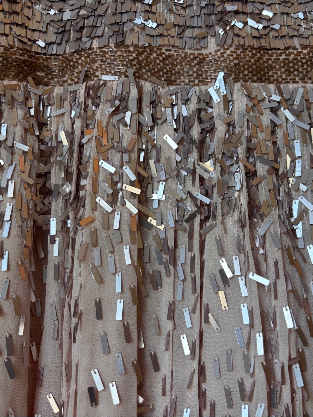 Sleeveless Blush Sequin Mesh Cocktail Dress - Picture 6 of 6